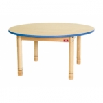Ronde lage tafel met een blauwe rand