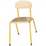 22cm lage, gele, stapelbare stoel met een stalen frame