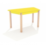 Trapezium lage tafel met een geel blad