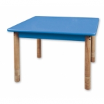 Vierkante lage tafel met een blauw blad