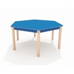 Zeshoekige lage tafel met een blauw blad