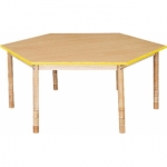 Zeshoekige lage tafel met een gele rand