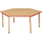 Zeshoekige lage tafel met een rode rand