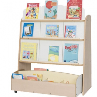 Staande boeken display kast ZON inclusief verrijdbare Boekenbak