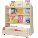 Staande boeken display kast ZON inclusief verrijdbare Boekenbak