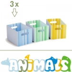   3 lichtblauwe kartonnen laden tbv Hippo - Animals kinderopvang meubilair