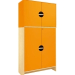  Modern hoge kast - Oranje - Met 2 sets deuren (1 met slot) 